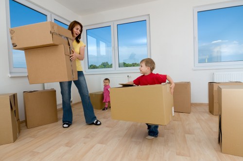 Furniture and boxes loaded into a removal van for a Kew move