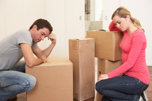 Packed moving boxes ready for removals in Kew
